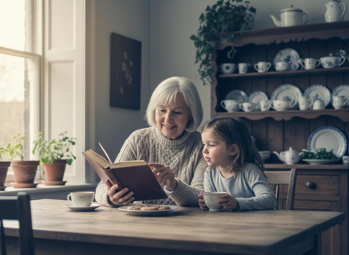 Grandmother and granddaughter sharing a moment